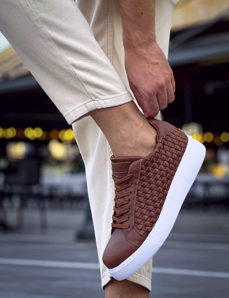 Ανδρικά ταμπά sneakers δερματίνη πλεκτό σχέδιο CH203T φωτογραφία